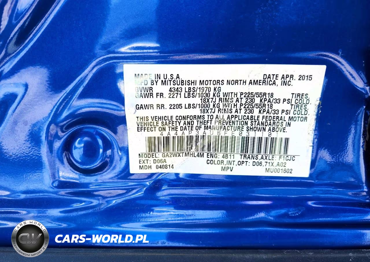 2015 Mitsubishi Outlander Sport Es VIN:4A4AP3AU6FE031101 - 13