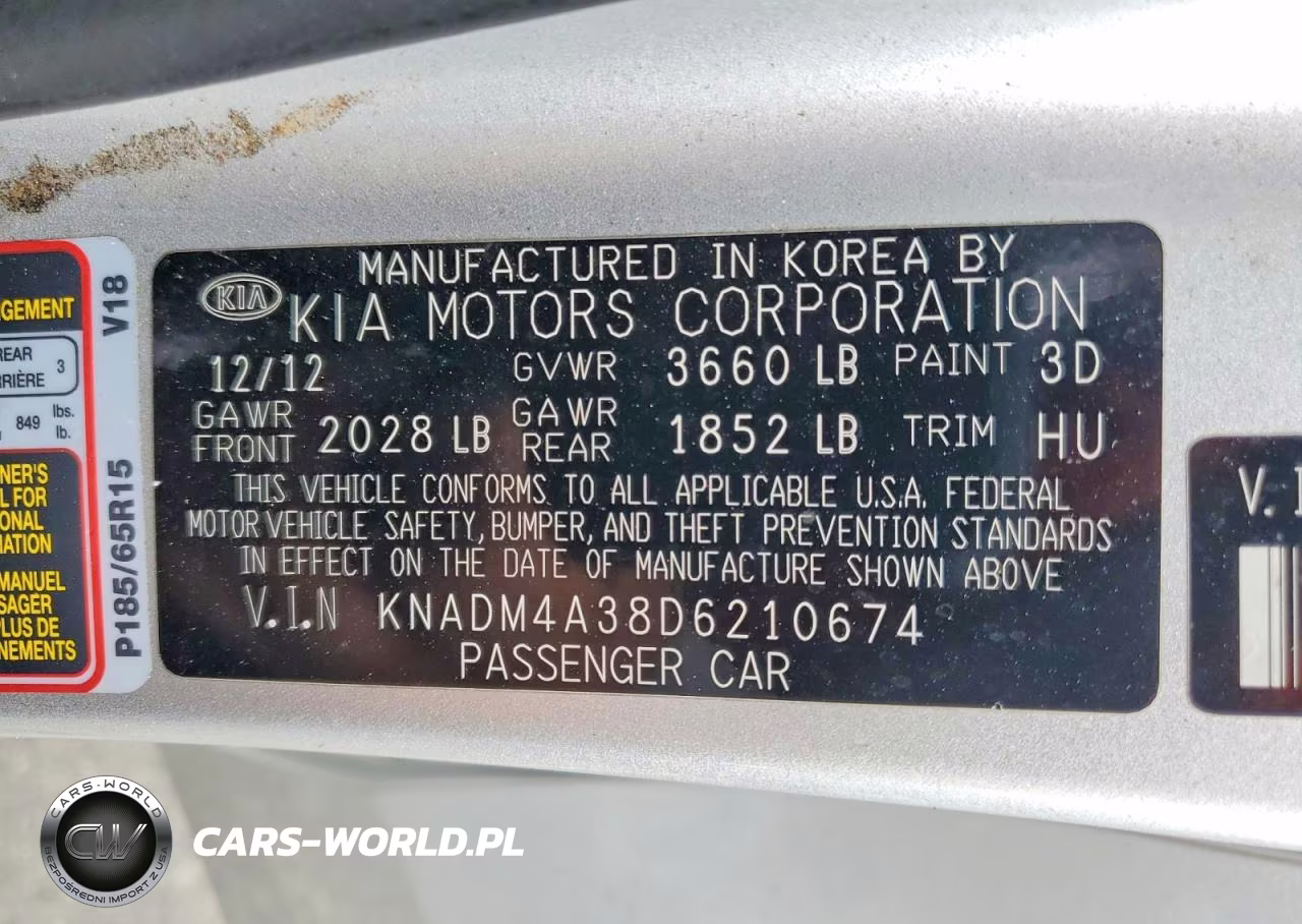 2013 Kia Rio Lx VIN:KNADM4A38D6210674 - 12