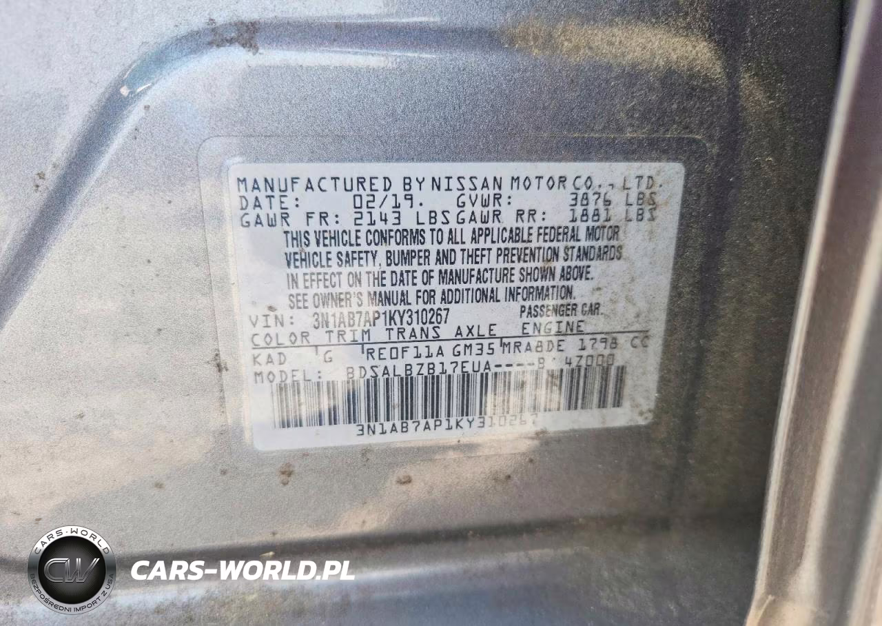 2019 Nissan Sentra S VIN:3N1AB7AP1KY310267 - 12
