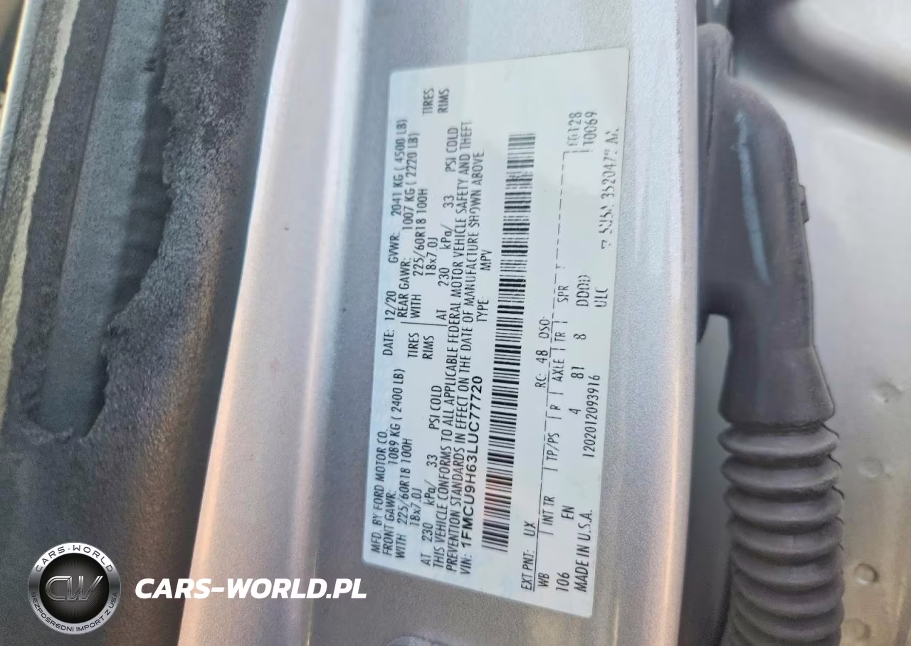 2020 Ford Escape Sel VIN:1FMCU9H63LUC77720 - 13