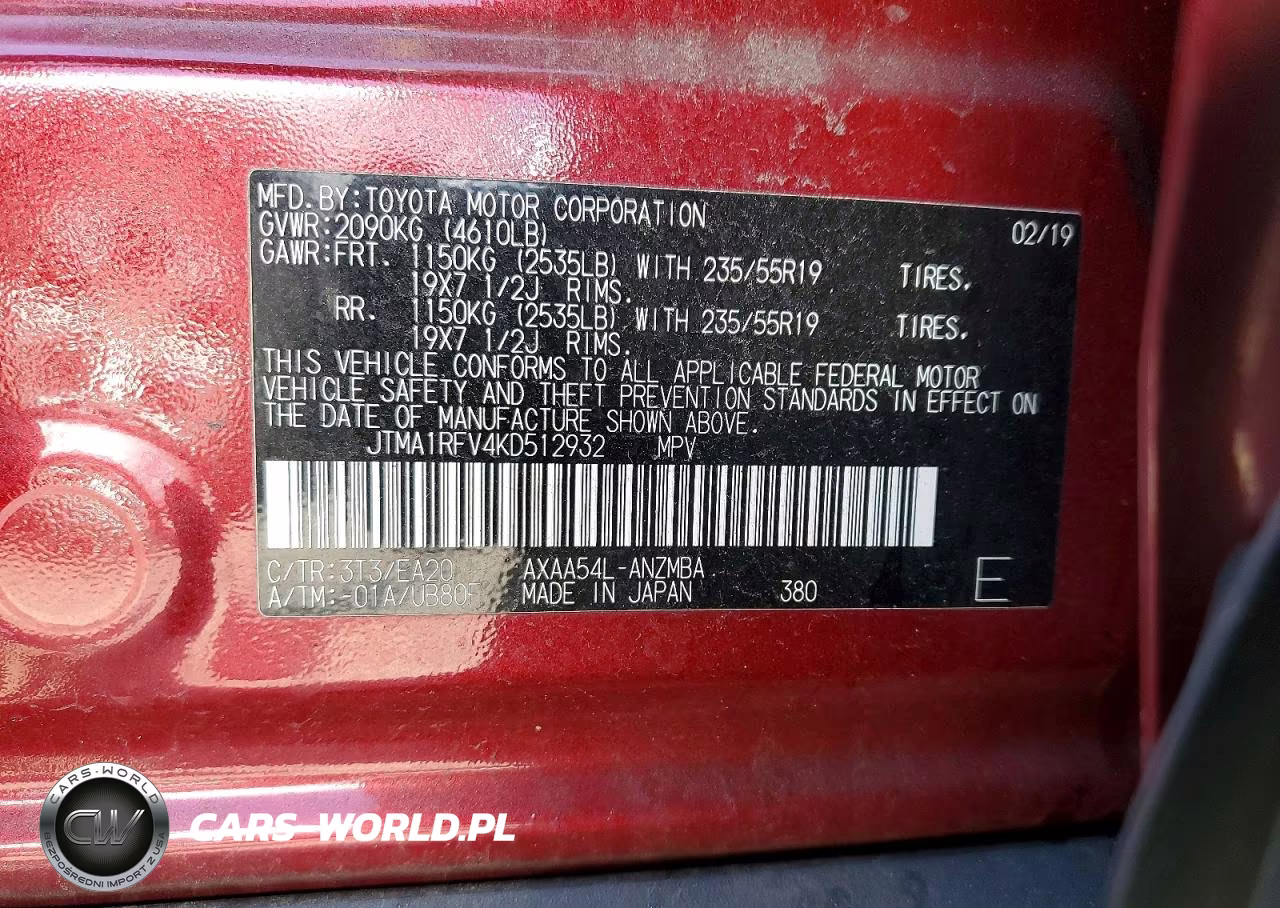 2019 Toyota Rav4 Xle Premium VIN:JTMA1RFV4KD512932 - 13