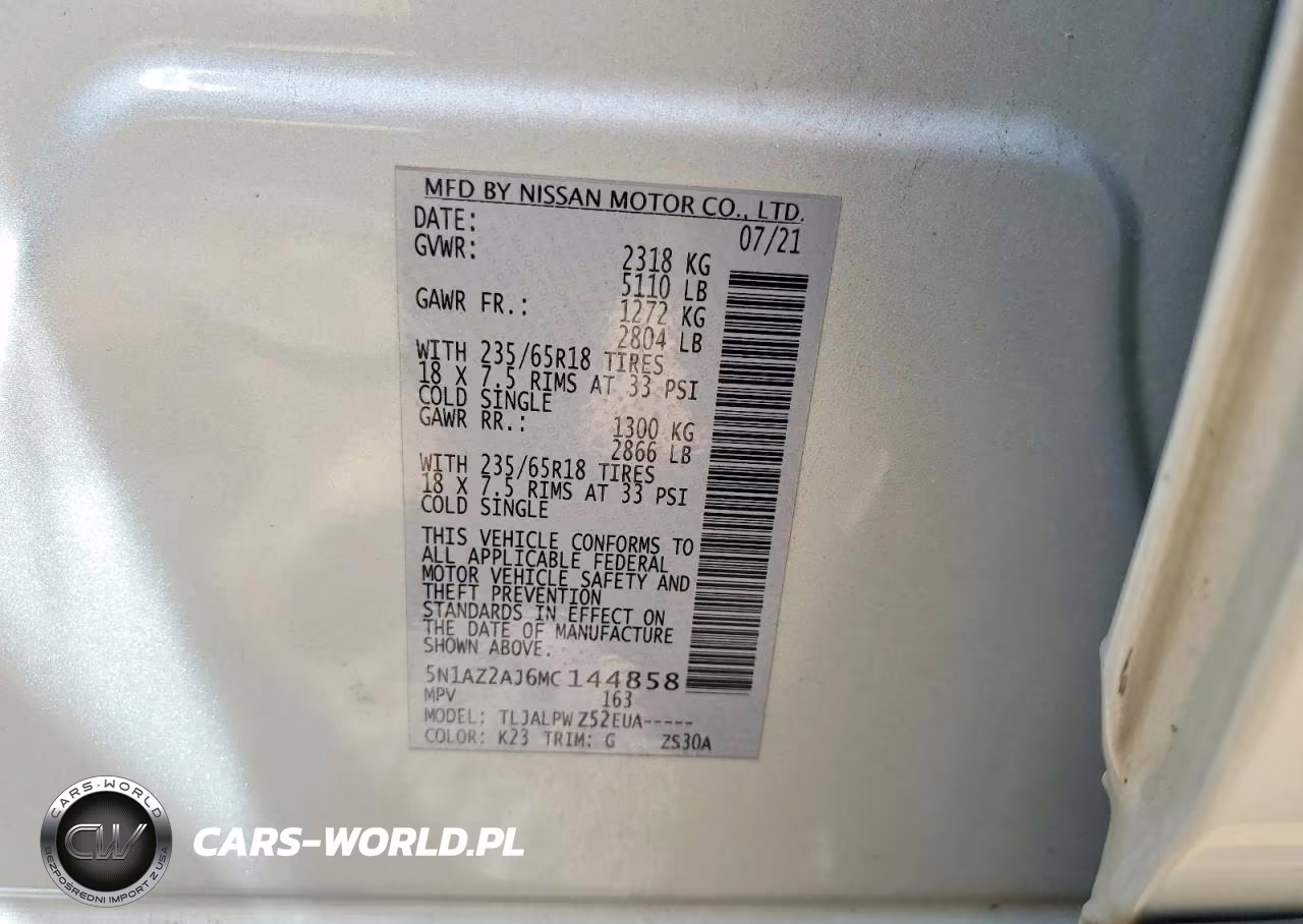 2021 Nissan Murano S VIN:5N1AZ2AJ6MC144858 - 13