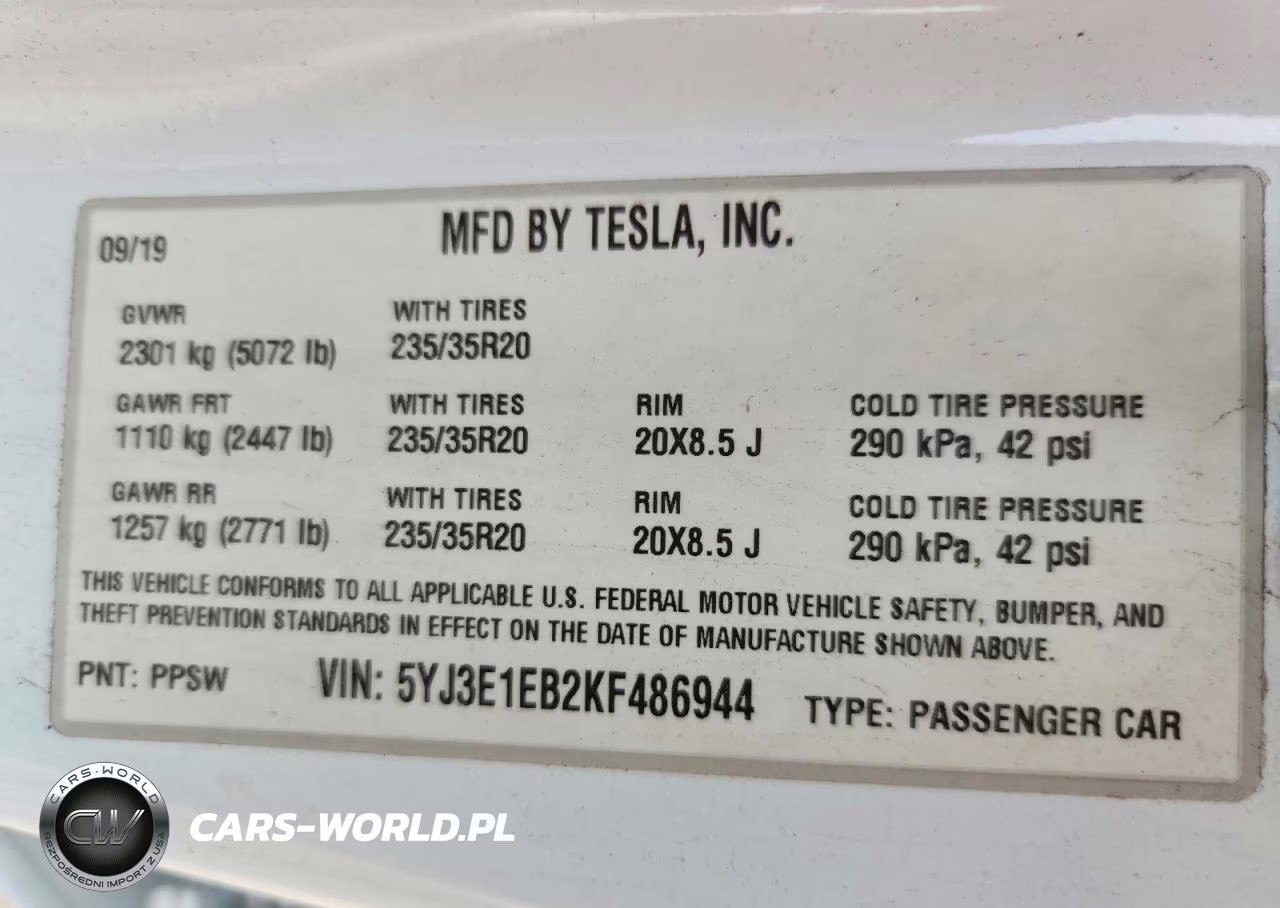 2019 Tesla Model 3 VIN:5YJ3E1EB2KF486944 - 12