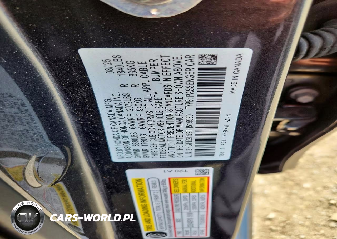 2026 Honda Civic Sport VIN:2HGFE2F59TH515980 - 12