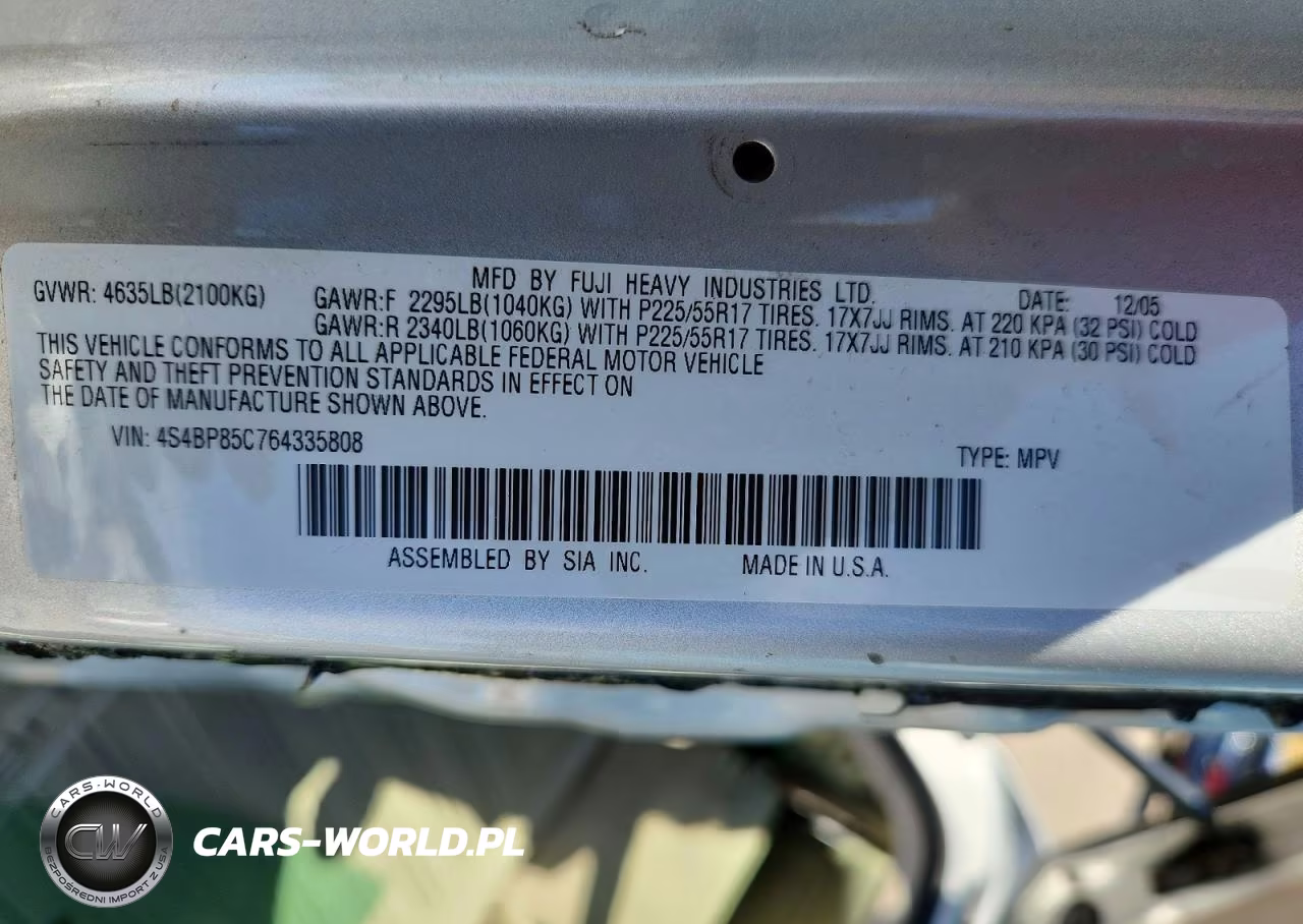 2006 Subaru Legacy Outback 3.0R Vdc Limited VIN:4S4BP85C764335808 - 14