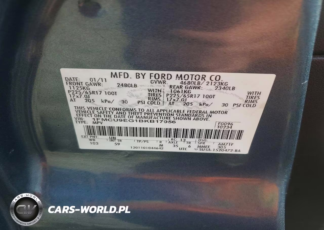2011 Ford Escape Limited VIN:1FMCU9EG1BKB17956 - 12