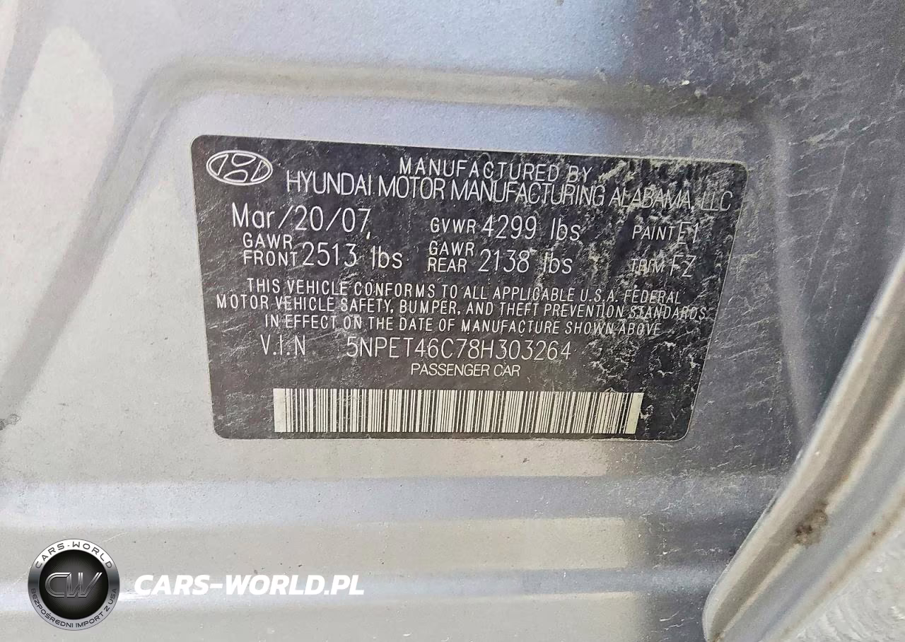 2008 Hyundai Sonata Gls VIN:5NPET46C78H303264 - 12