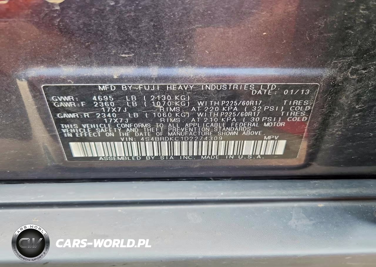 2013 Suba Outback VIN:4S4BRDKC1D2274309 - 13