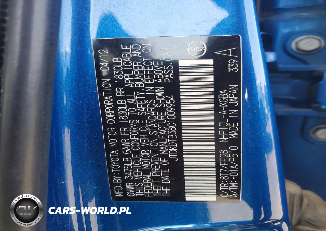 2012 Toyota Prius C Three VIN:JTDKDTB38C1009954 - 12