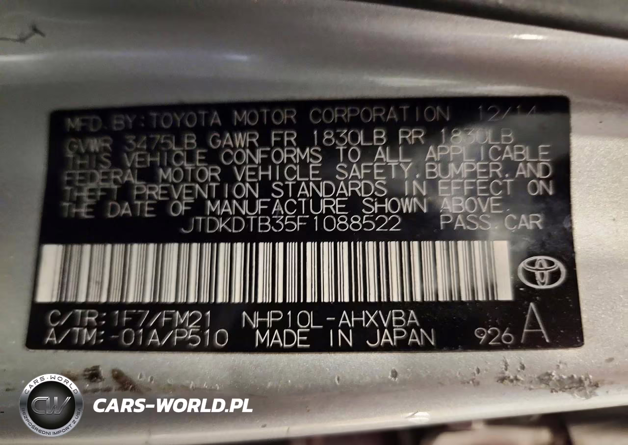 2015 Toyota Prius C Two VIN:JTDKDTB35F1088522 - 12