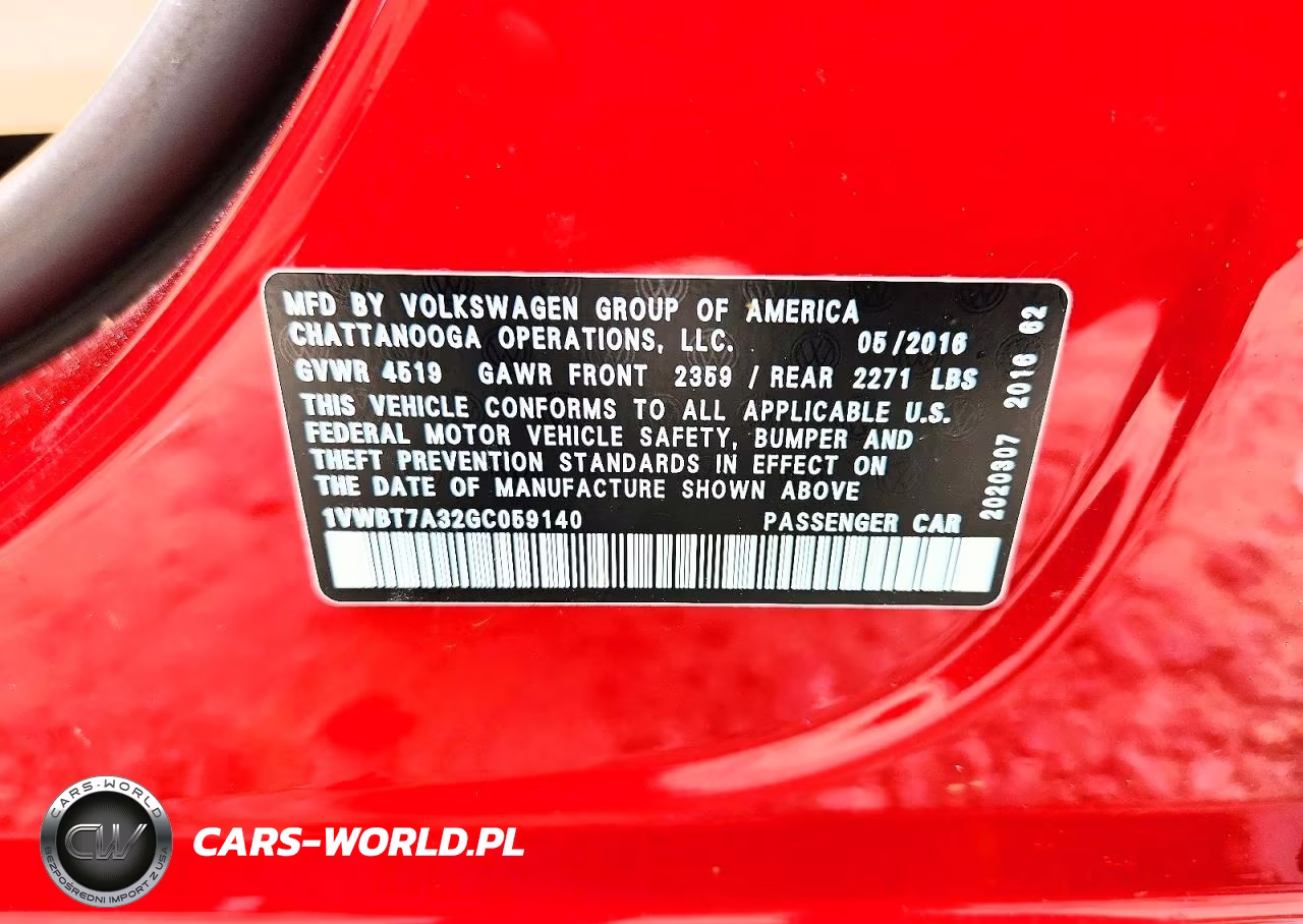 2016 Volkswagen Passat Se VIN:1VWBT7A32GC059140 - 12