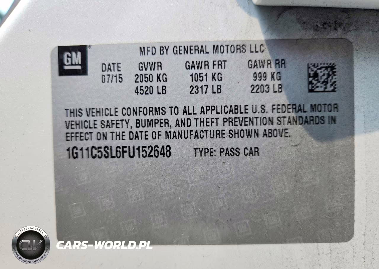 2015 Chevrolet Malibu 1Lt VIN:1G11C5SL6FU152648 - 12
