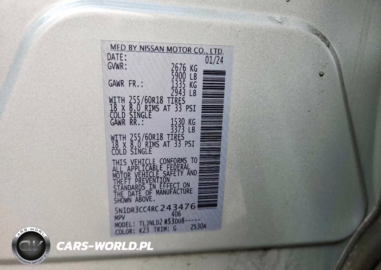 2024 Nissan Pathfinder Sl VIN:5N1DR3CC4RC243476 - 13