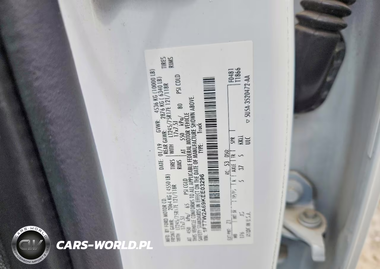 2019 Ford F250 Super Duty VIN:1FT7W2A69KEE03296 - 12