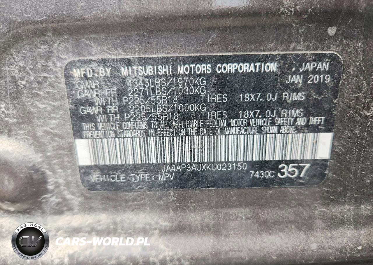 2019 Mitsubishi Outlander Sport Es VIN:JA4AP3AUXKU023150 - 12