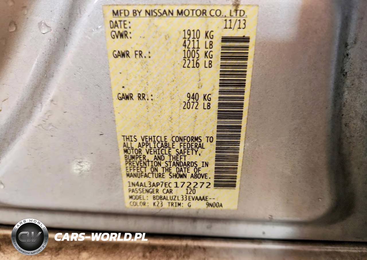2014 Nissan Altima 2.5 Sv VIN:1N4AL3AP7EC172272 - 12