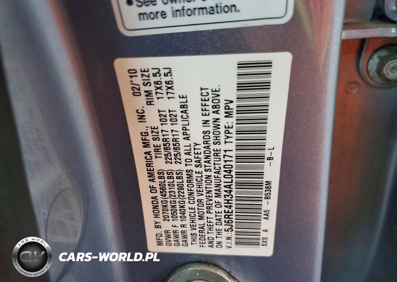 2010 Honda Cr-V Lx VIN:5J6RE4H34AL040171 - 12