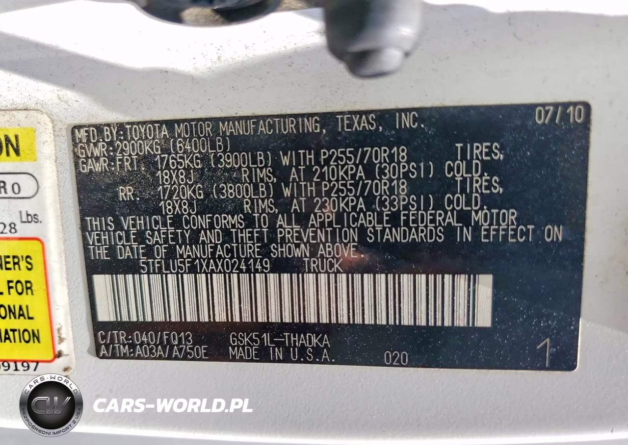 2010 Toyota Tundra Grade VIN:5TFLU5F1XAX024149 - 12