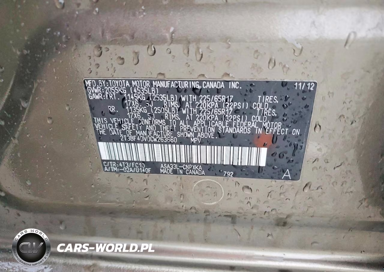 2012 Toyota Rav4 Base VIN:2T3BF4DV0CW263660 - 13