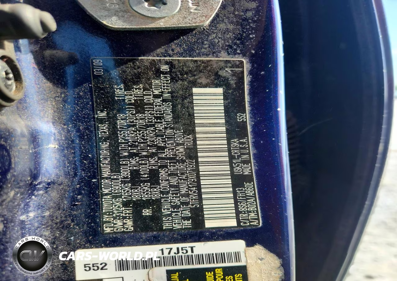 2009 Toyota Tundra Sr5 VIN:5TFRV54179X071922 - 12