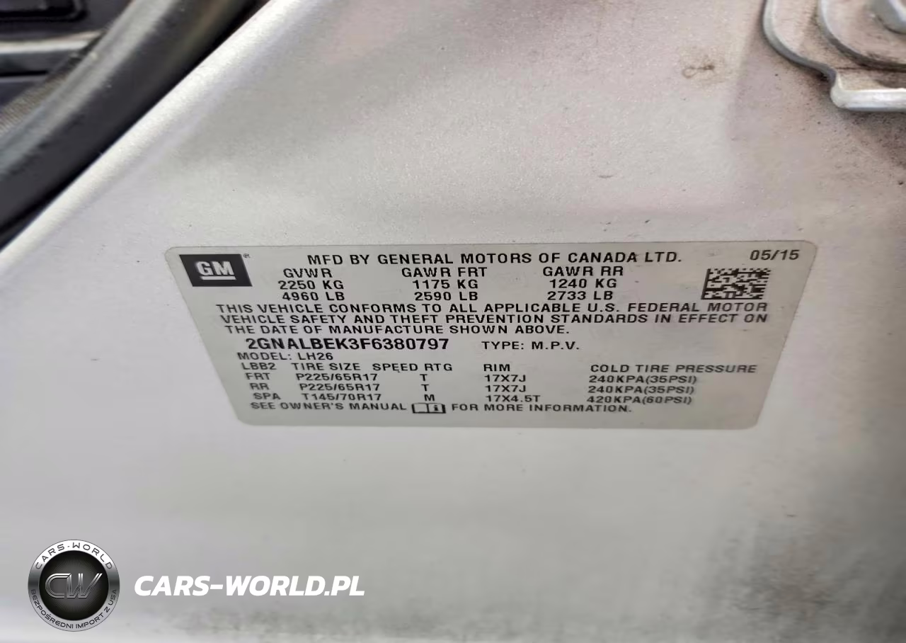 2015 Chevrolet Equinox Lt VIN:2GNALBEK3F6380797 - 13