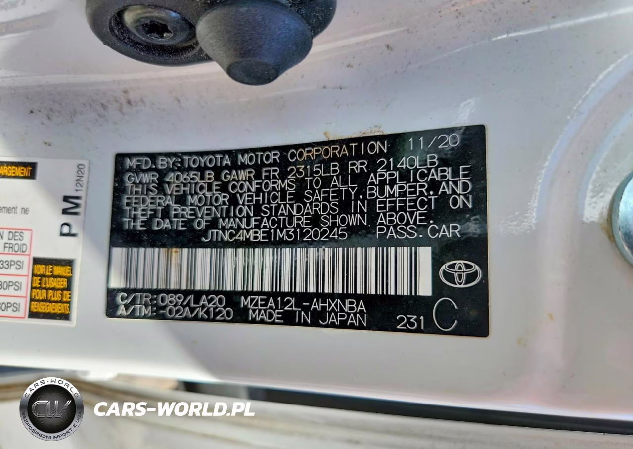2021 Toyota Corolla Xse VIN:JTNC4MBE1M3120245 - 12