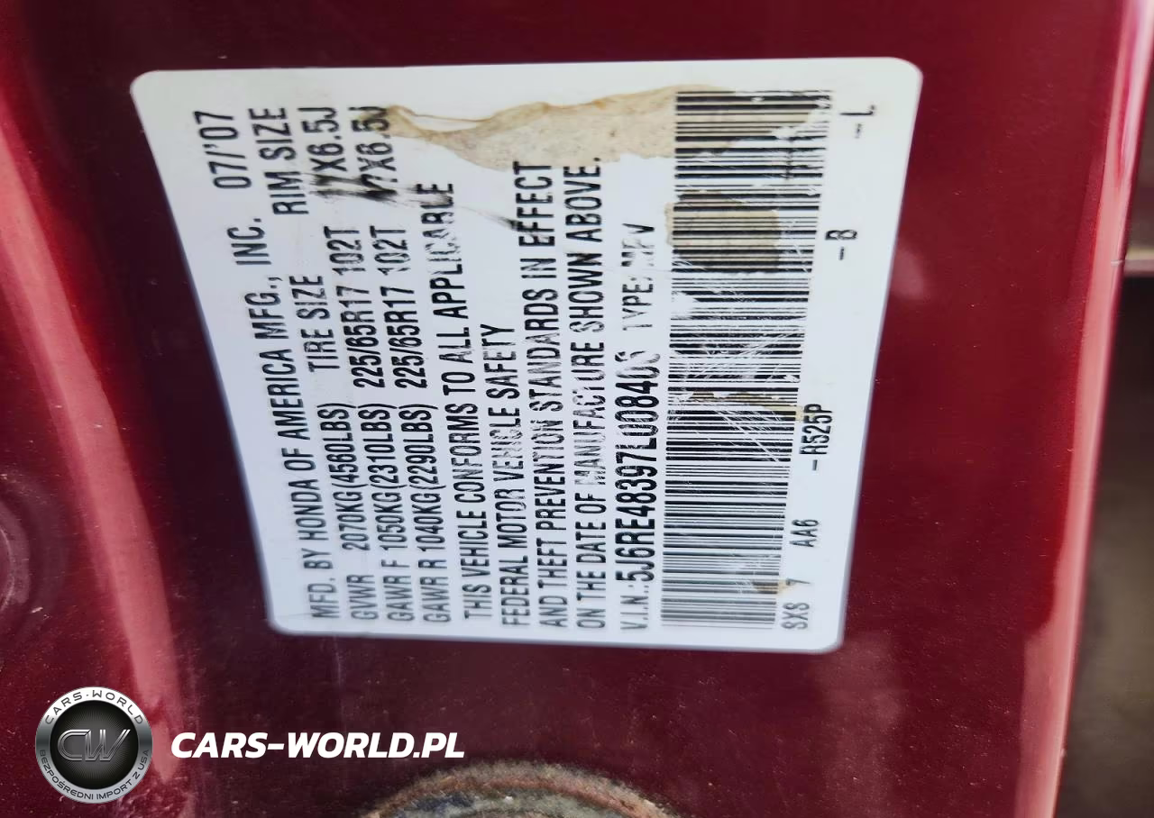 2007 Honda Cr-V Lx VIN:5J6RE48397L008406 - 13