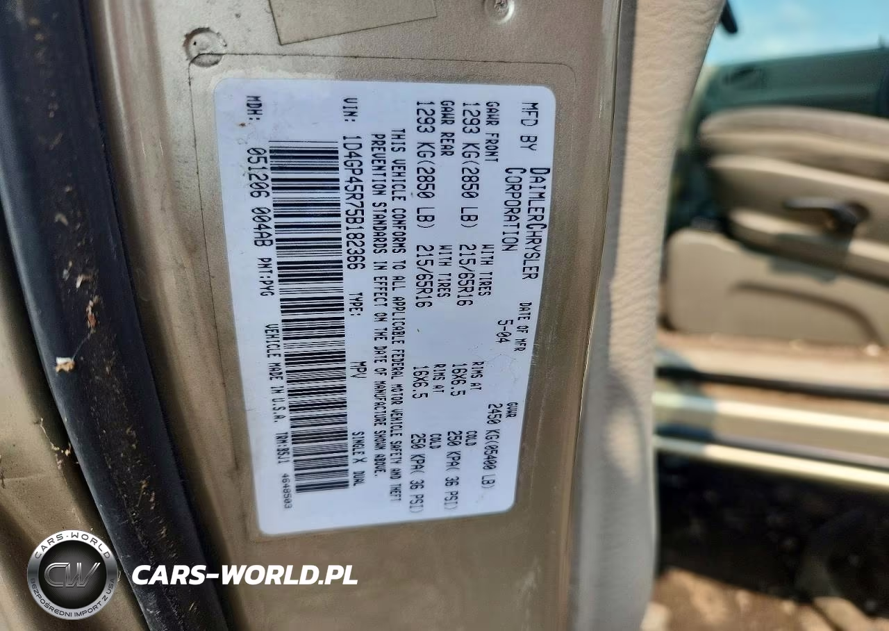 2005 Dodge Caravan Sxt VIN:1D4GP45R75B182366 - 13