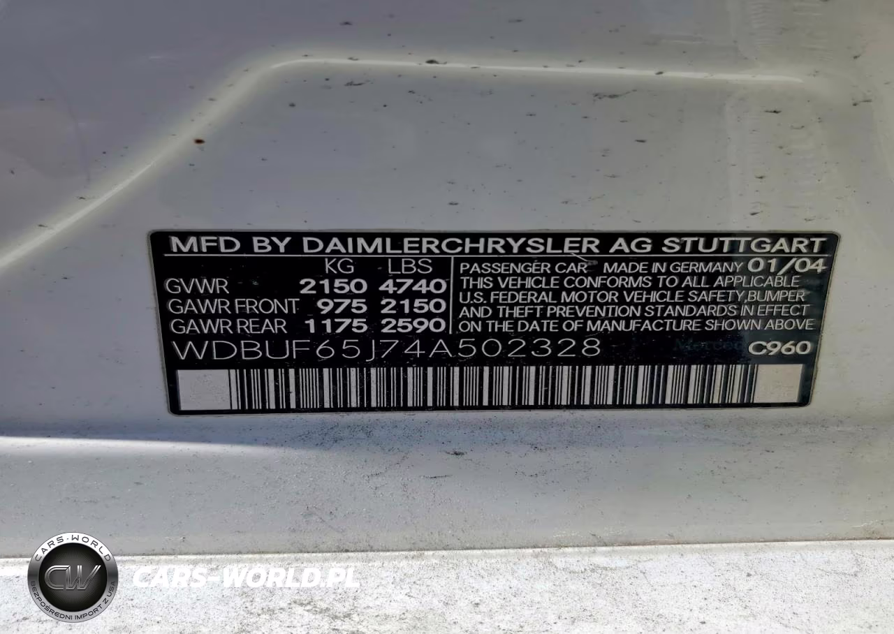 2004 Merz E-Class VIN:WDBUF65J74A502328 - 12