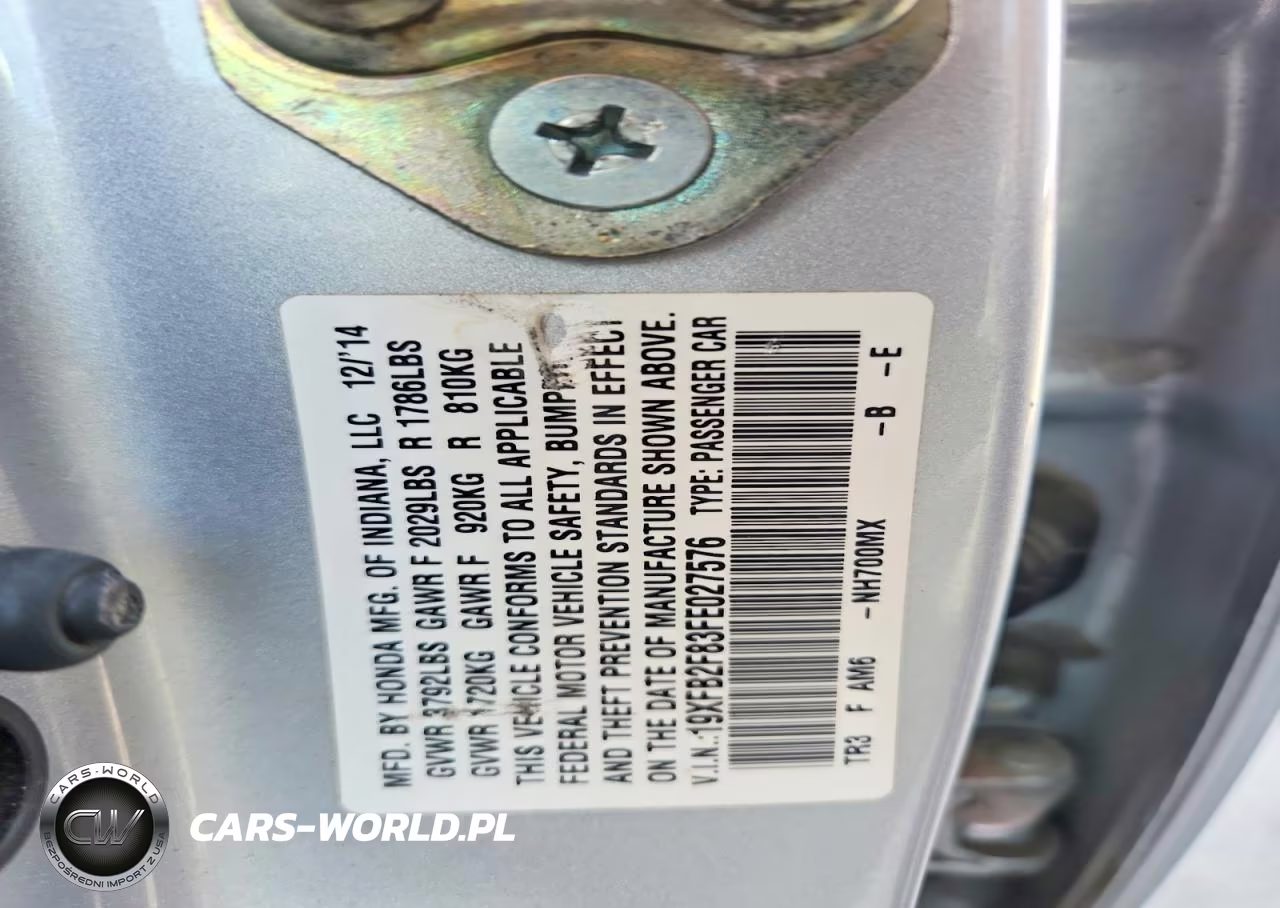 2015 Honda Civic Ex VIN:19XFB2F83FE027576 - 12