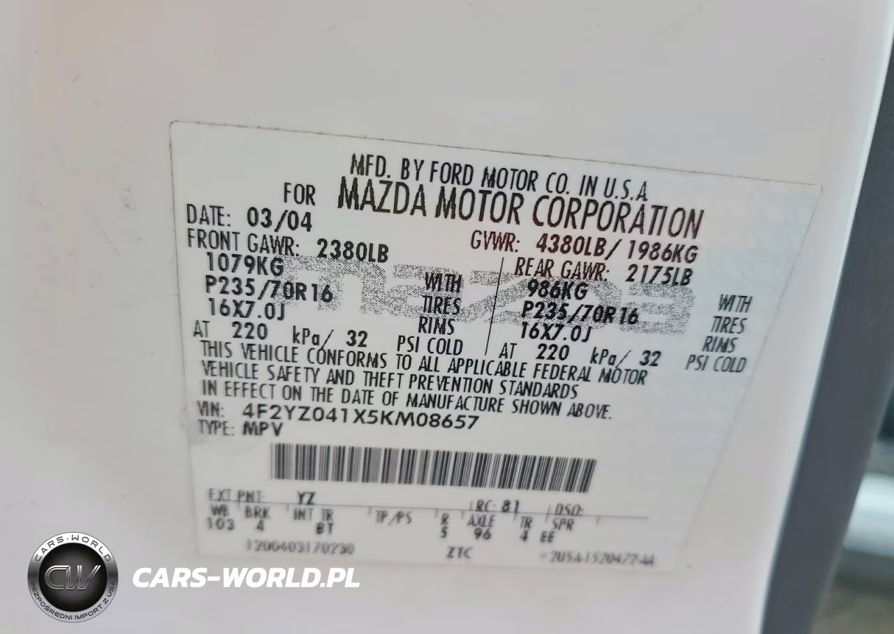 2005 Mazda Tribute S VIN:4F2YZ041X5KM08657 - 12