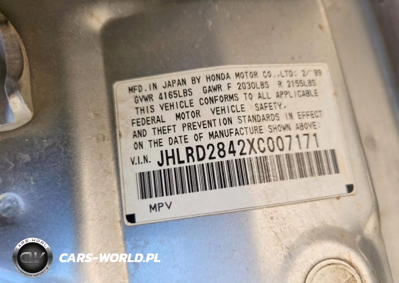 1999 Honda Cr-V Lx VIN:JHLRD2842XC007171 - 13