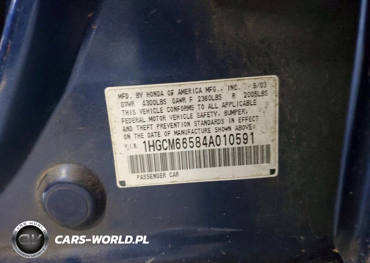 2004 Honda Accord Ex VIN:1HGCM66584A010591 - 12