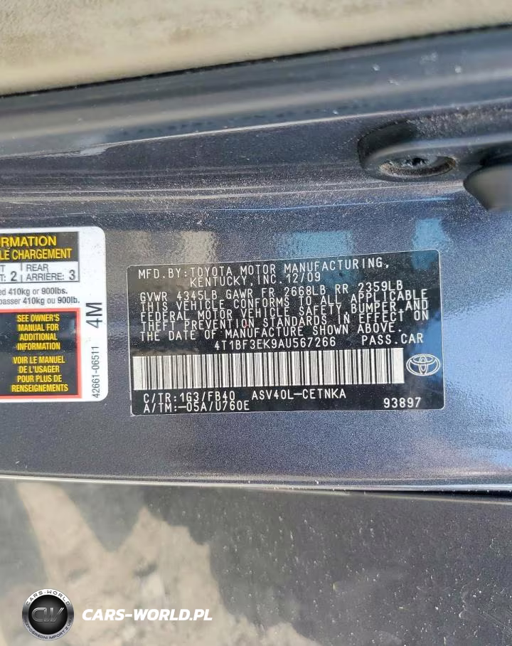 2010 Toyota Camry Le VIN:4T1BF3EK9AU567266 - 13