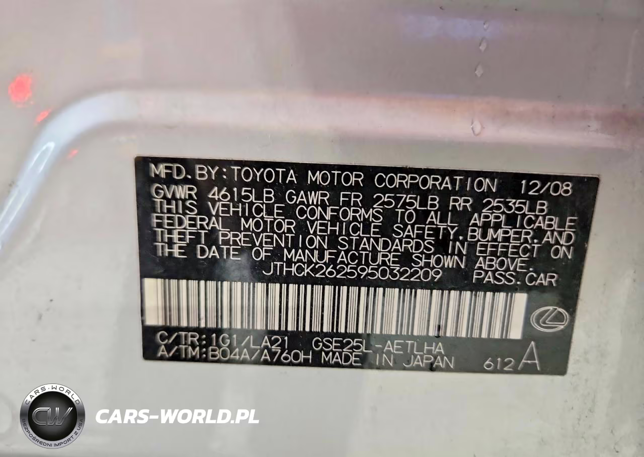 2009 Lexus Is 250 VIN:JTHCK262595032209 - 12