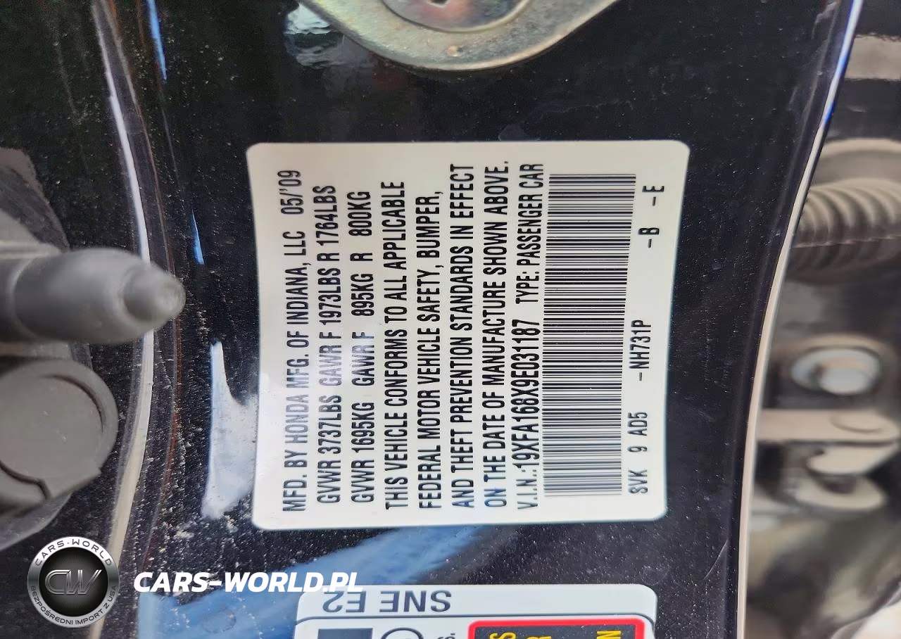 2009 Honda Civic Ex VIN:19XFA168X9E031187 - 12