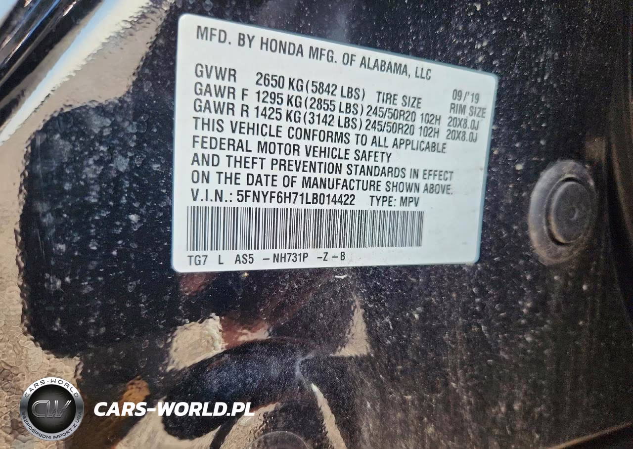 2020 Honda Pilot Black VIN:5FNYF6H71LB014422 - 13