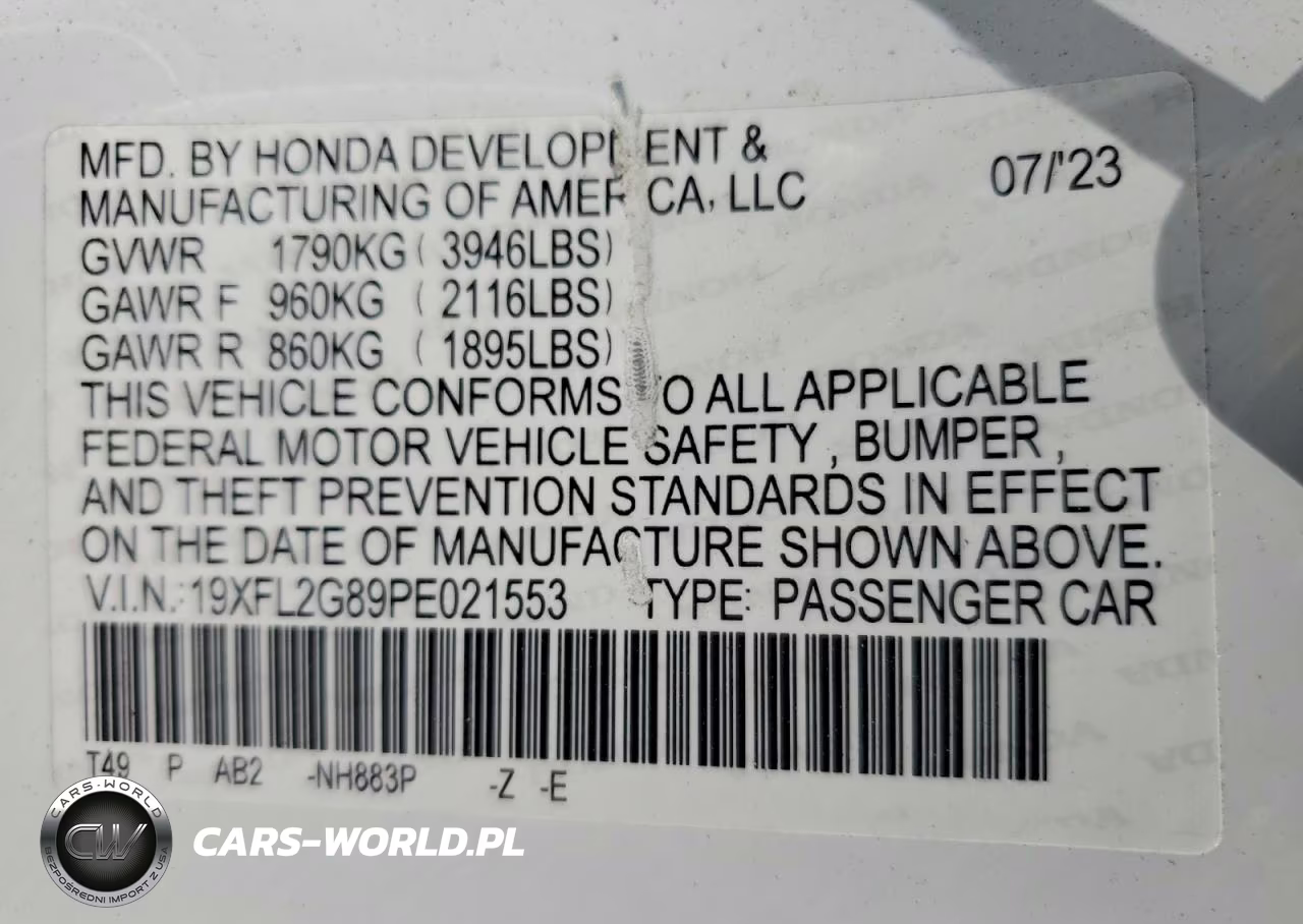 2023 Honda Civic Sport VIN:19XFL2G89PE021553 - 12