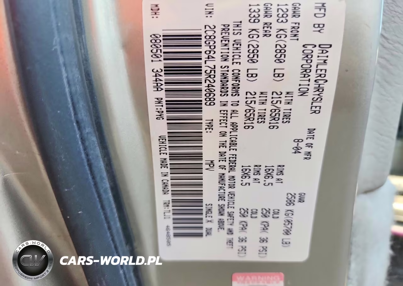 2005 Chrysler Town & Country Limited VIN:2C8GP64L75R240689 - 13