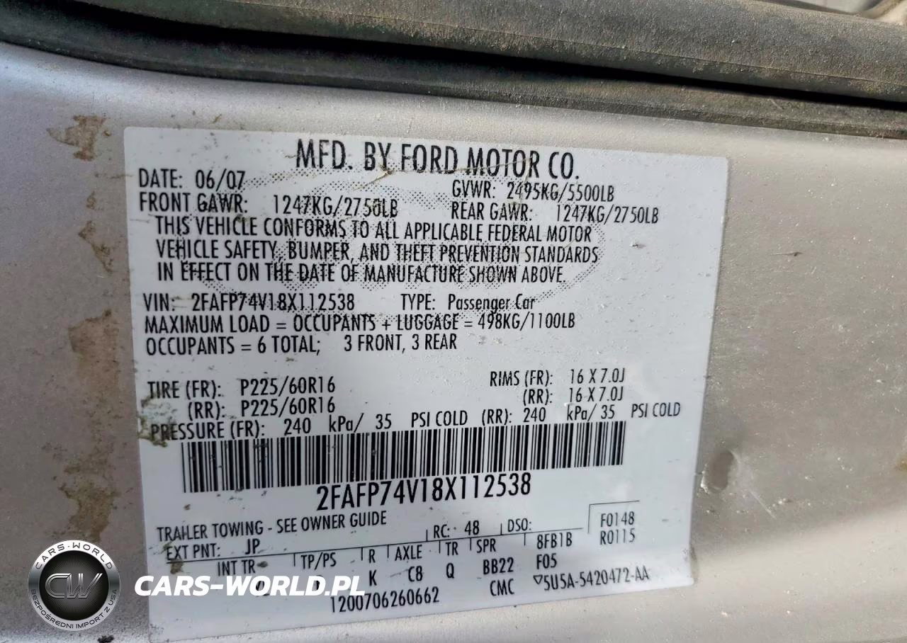 2008 Ford Crown Victoria Lx VIN:2FAFP74V18X112538 - 12