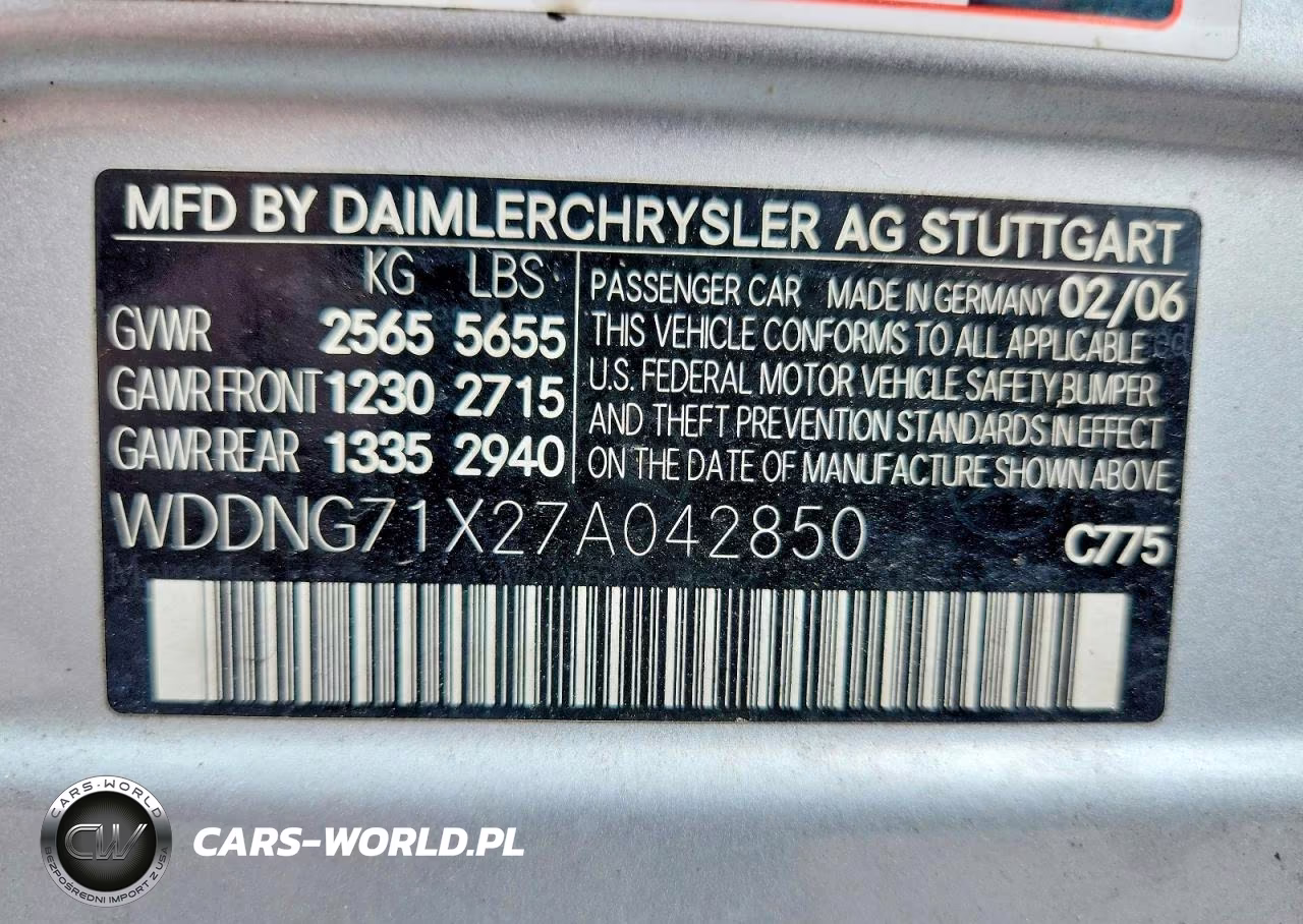 2007 Mercedes-Benz S 550 VIN:WDDNG71X27A042850 - 12