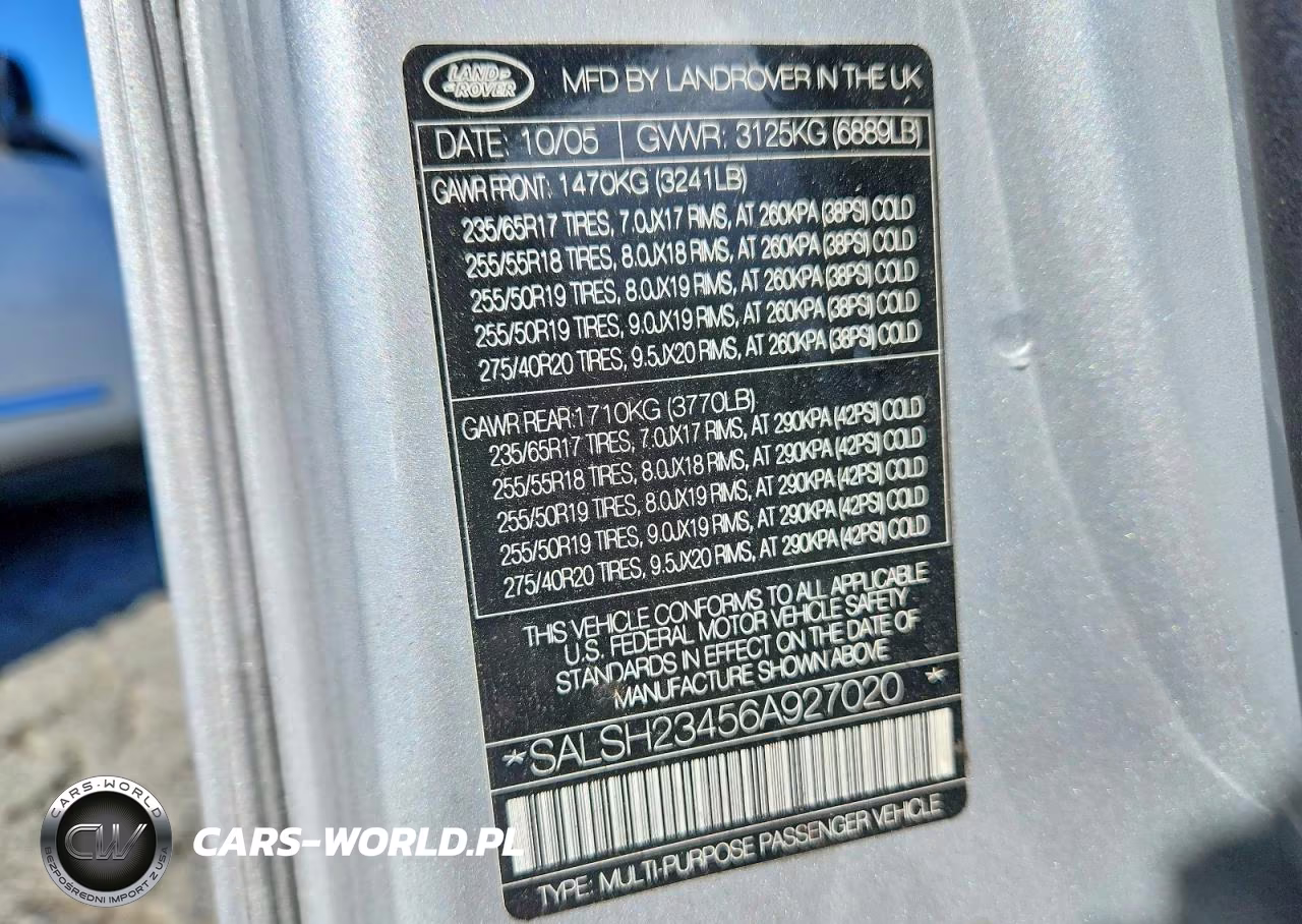 2006 Land Rover Range Rover Sport Supercharged VIN:SALSH23456A927020 - 13