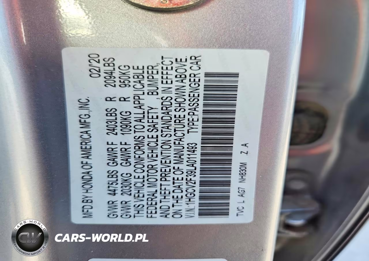 2020 Honda Accord Sport VIN:1HGCV2F39LA011493 - 12
