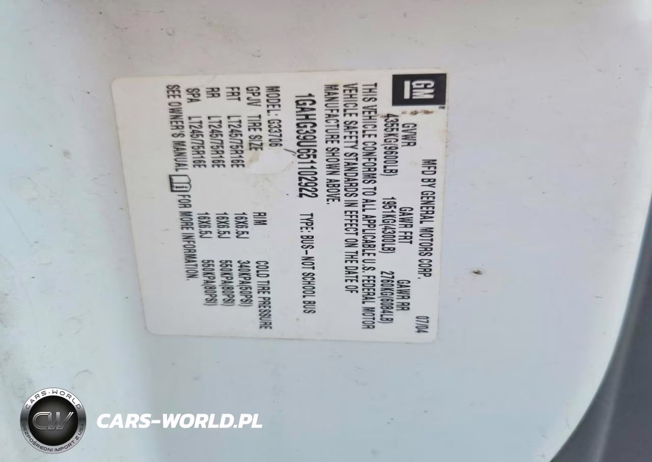 2005 Chevrolet Express G3500 VIN:1GAHG39U651102922 - 13