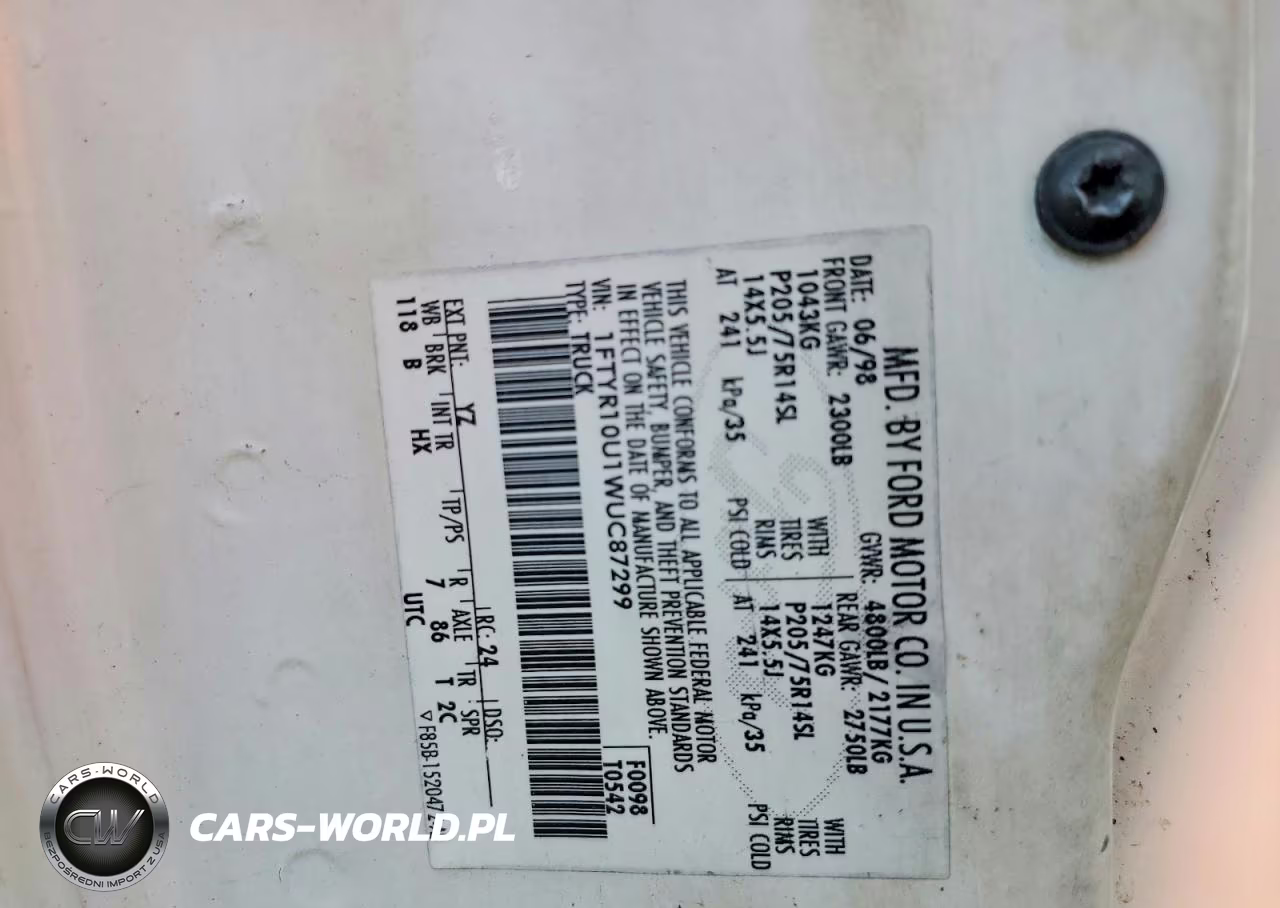 1998 Ford Ranger VIN:1FTYR10U1WUC87299 - 12