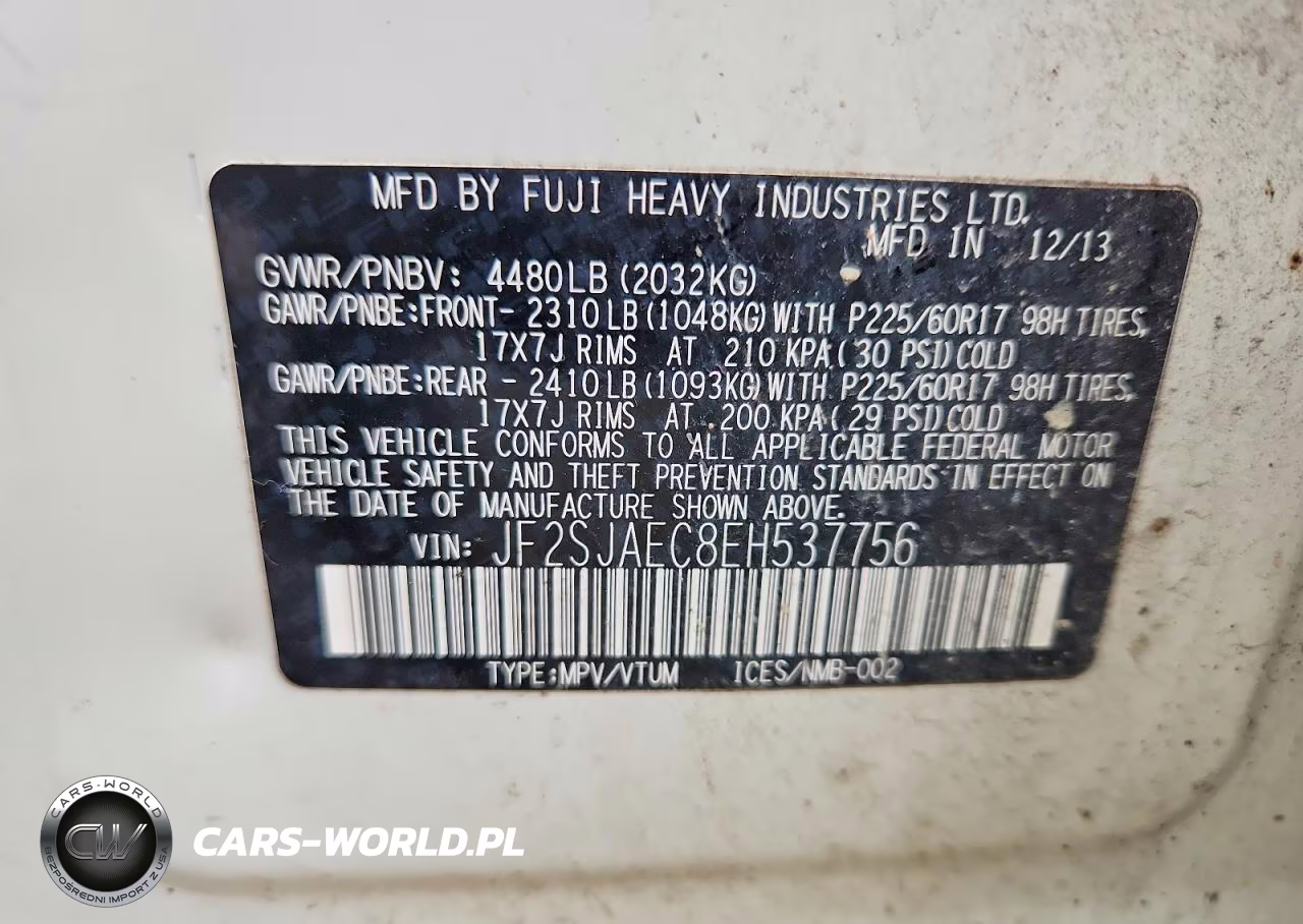 2014 Subaru Forester 2.5I Premium VIN:JF2SJAEC8EH537756 - 13