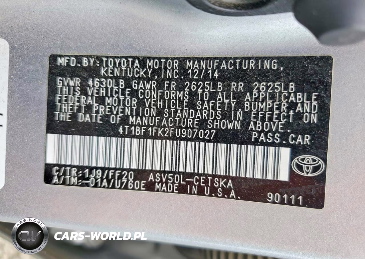 2015 Toyota Camry Se VIN:4T1BF1FK2FU907027 - 12
