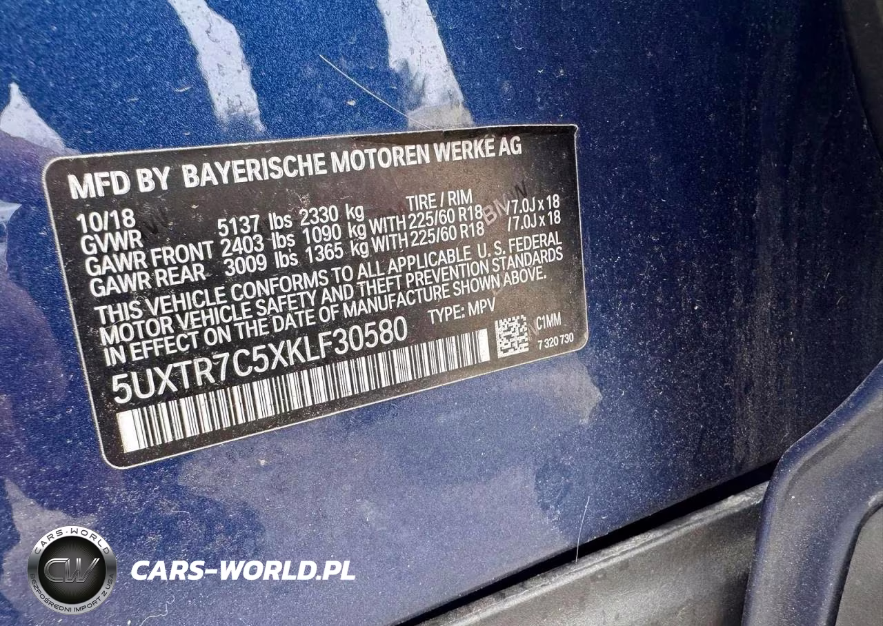 2019 BMW X3 Sdrive30I VIN:5UXTR7C5XKLF30580 - 10