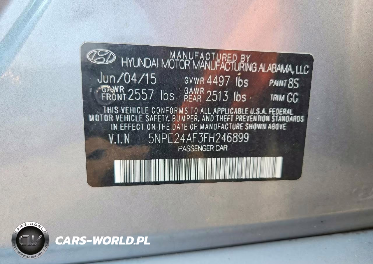 2015 Hyundai Sonata Se VIN:5NPE24AF3FH246899 - 12