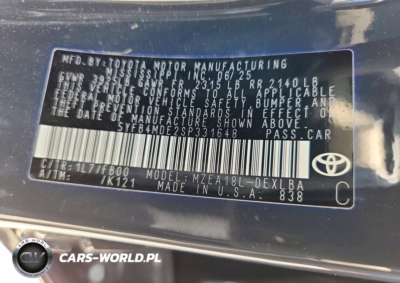 2025 Toyota Corolla Le VIN:5YFB4MDE2SP331648 - 12